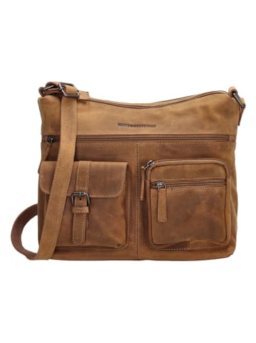 HIDE & STITCHES Leren schoudertas bruin - (B)29 x (H)25 x (D)10 cm