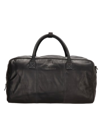 HIDE & STITCHES Leren weekendtas zwart - (B)54 x (H)32 x (D)21 cm