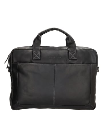 HIDE & STITCHES Leder-Businesstasche in Schwarz - (B)42 x (H)33 x (T)6 cm