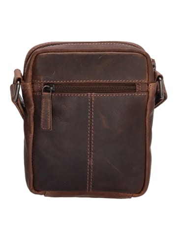 HIDE & STITCHES Leder-Umhängetasche in Braun - (B)14,5 x (H)18 x (T)5,5 cm