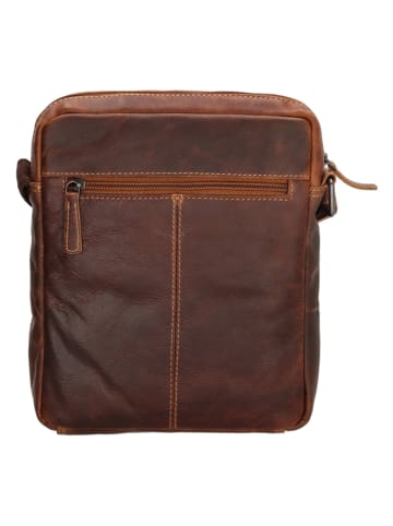 HIDE & STITCHES Leder-Umhängetasche in Cognac - (B)21 x (H)24 x (T)5 cm