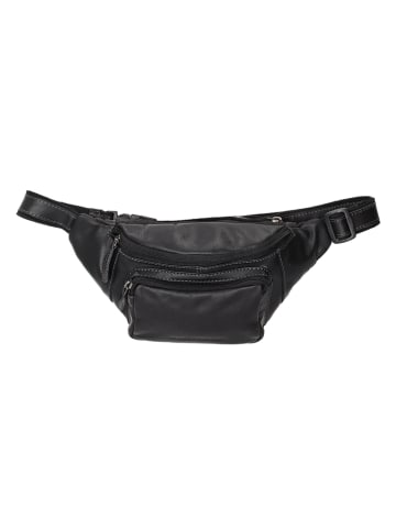 HIDE & STITCHES Leder-Brusttasche in Schwarz - (B)23 x (H)13 x (T)4 cm