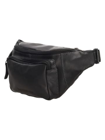HIDE & STITCHES Leren borstbuidel zwart - (B)23 x (H)13 x (D)4 cm