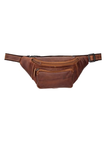 HIDE & STITCHES Leder-Brusttasche in Cognac - (B)23 x (H)13 x (T)4 cm