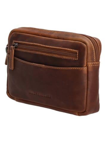 HIDE & STITCHES Leder-Clutch in Hellbraun - (B)22 x (H)14 x (T)4 cm