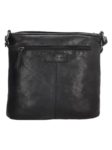 HIDE & STITCHES Leren schoudertas zwart - (B)27,5 x (H)28 x (D)4 cm