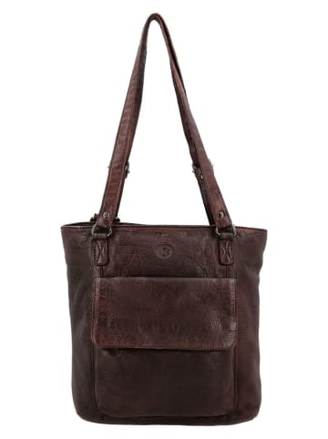 HIDE & STITCHES Leder-Rucksack in Braun - (B)26,5 x (H)23 x (T)10 cm