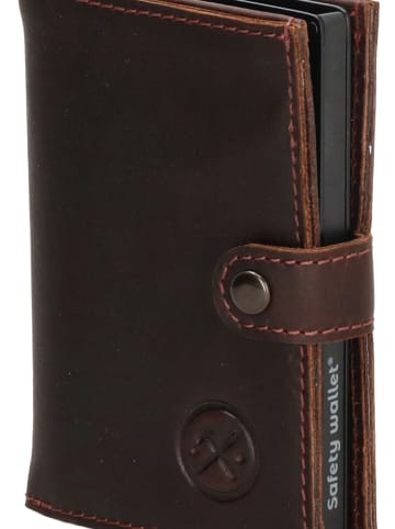 HIDE & STITCHES Leren portemonnee donkerbruin - (B)7 x (H)10 x (D)1,5 cm