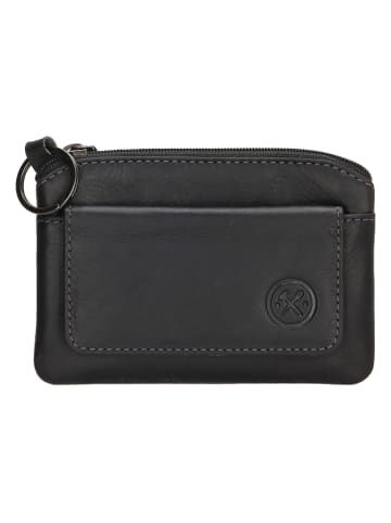 HIDE & STITCHES Leder-Schlüsseletui in Schwarz - (B)11 x (H)8 x (T)0,5 cm