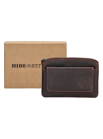 HIDE & STITCHES Leder-Schlüsseletui in Dunkelbraun - (B)11 x (H)8 x (T)0,5 cm