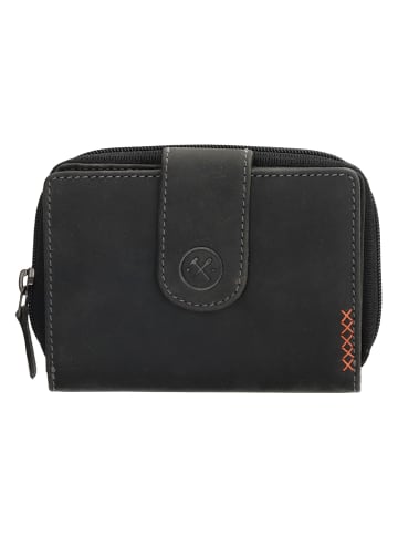 HIDE & STITCHES Leder-Geldbörse in Schwarz - (B)12,5 x (H)9 x (T)3,5 cm