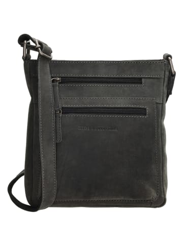 HIDE & STITCHES Leren schoudertas zwart - (B)21 x (H)23 x (D)6 cm
