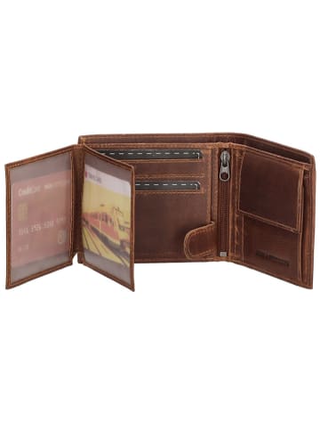 HIDE & STITCHES Leren portemonnee lichtbruin - (B)8 x (H)10 x (D)1,5 cm