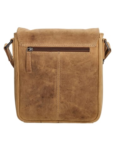 HIDE & STITCHES Leder-Umhängetasche in Hellbraun - (B)21 x (H)22 x (T)6,5 cm