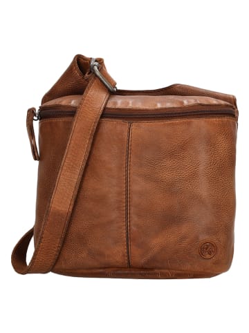HIDE & STITCHES Leren schoudertas cognackleurig - (B)22 x (H)20 x (D)7 cm