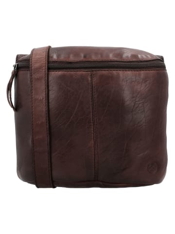 HIDE & STITCHES Leren schoudertas bruin - (B)22 x (H)20 x (D)7 cm