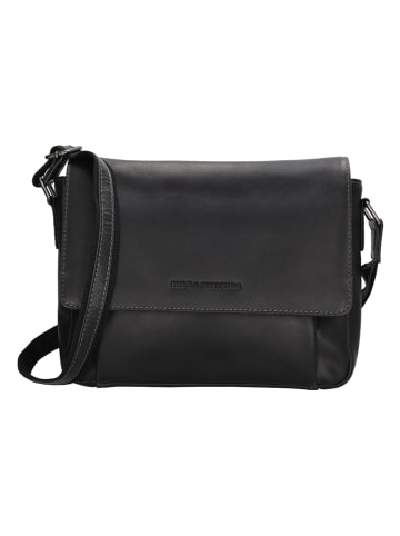 HIDE & STITCHES Leren schoudertas zwart - (B)28 x (H)19 x (D)7 cm
