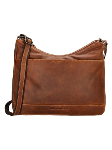 HIDE & STITCHES Leder-Umhängetasche in Hellbraun - (B)31 x (H)21 x (T)9 cm