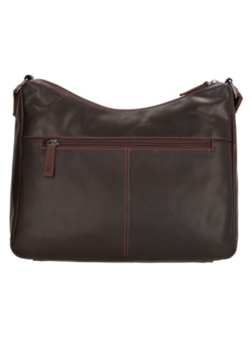 HIDE & STITCHES Leren schoudertas "Japura" donkerbruin - (B)31 x (H)21 x (D)9 cm