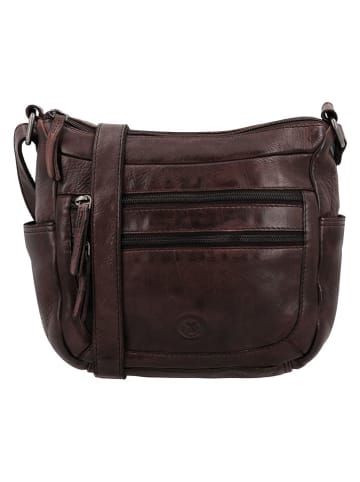 HIDE & STITCHES Leren schoudertas bruin - (B)34 x (H)25 cm