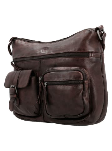 HIDE & STITCHES Leren schoudertas bruin - (B)34 x (H)25 x (D)10 cm