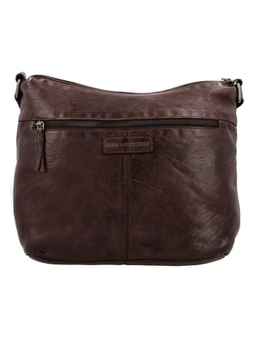HIDE & STITCHES Leren schoudertas bruin - (B)34 x (H)25 x (D)10 cm
