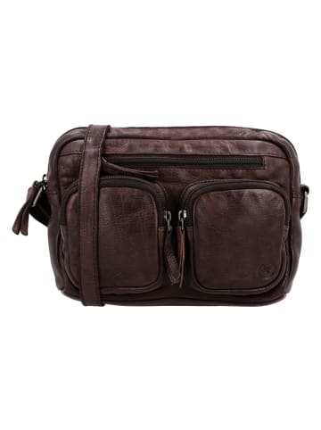 HIDE & STITCHES Leren schoudertas bruin - (B)27 x (H)20 x (D)6 cm