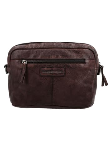 HIDE & STITCHES Leren schoudertas bruin - (B)27 x (H)20 x (D)6 cm