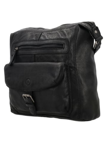 HIDE & STITCHES Leder-Umhängetasche "Paint Rock" in Schwarz - (B)29 x (H)27 x (T)9 cm