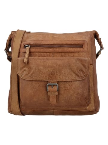 HIDE & STITCHES Leder-Umhängetasche in Hellbraun - (B)27 x (H)29 x (T)9 cm