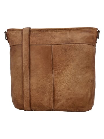 HIDE & STITCHES Leder-Schultertasche in Hellbraun - (B)35 x (H)30 x (T)10 cm