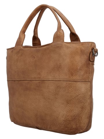HIDE & STITCHES Leder-Schultertasche in Hellbraun - (B)39 x (H)27 x (T)12 cm