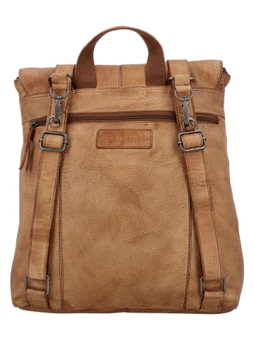 HIDE & STITCHES Leder-Rucksack in Hellbraun - (B)29 cm x (H)34 cm x (T)8 cm