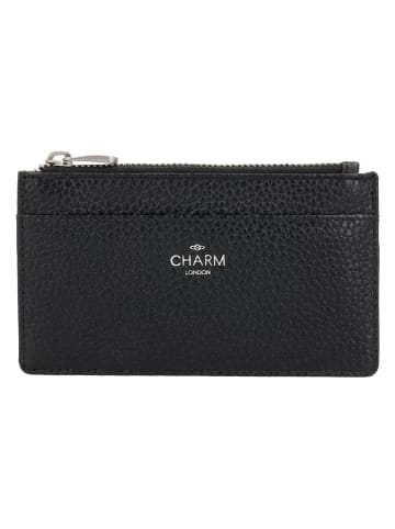 Charm Leder-Geldbörse in Schwarz - (B)13,5 x (H)7,5 x (T)1 cm