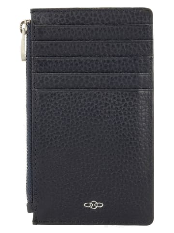 Charm Leren portemonnee donkerblauw - (B)13,5 x (H)7,5 x (D)1 cm
