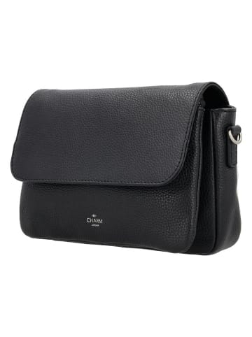 Charm Leder-Umhängetasche in Schwarz - (B)23 x (H)16 x (T)5 cm