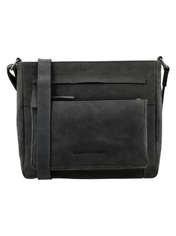 HIDE & STITCHES Leren schoudertas "Idaho" zwart - (B)27 x (H)23 x (D)7 cm