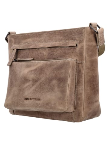 HIDE & STITCHES Leder-Umhängetasche "Idaho" in Hellbraun - (B)27 x (H)23 x (T)7 cm