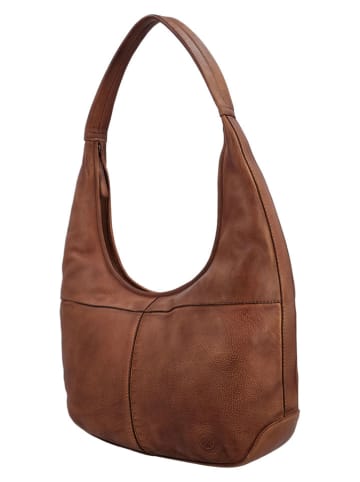HIDE & STITCHES Leder-Schultertasche "Paint Rock" in Cognac - (B)40 x (H)40 x (T)10 cm