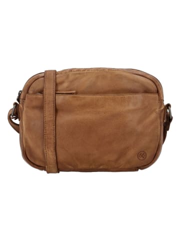 HIDE & STITCHES Leder-Umhängetasche in Hellbraun - (B)25 x (H)18 x (T)5 cm