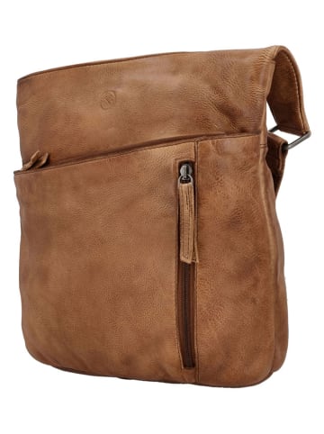 HIDE & STITCHES Leder-Schultertasche in Hellbraun - (B)28 x (H)27 x (T)10 cm