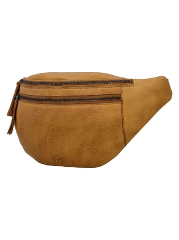HIDE & STITCHES Leren borstbuidel "Paint Rock" camel - (B)36 x (H)17,5 x (D)6,5 cm