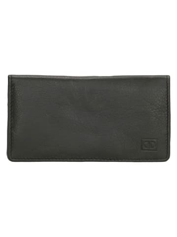 DOUBLE-D Leder-Geldbörse in Schwarz - (B)15 x (H)8 x (T)2 cm