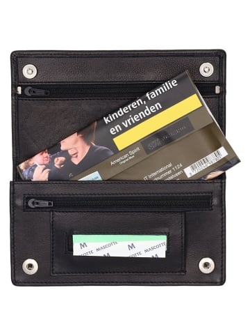 DOUBLE-D Leder-Geldbörse in Schwarz - (B)15 x (H)8 x (T)2 cm