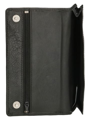 DOUBLE-D Leren portemonnee zwart - (B)15 x (H)8 x (D)2 cm