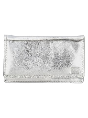 DOUBLE-D Leren portemonnee zilverkleurig - (B)16 x (H)9 x (D)3 cm