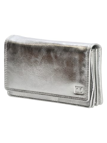 DOUBLE-D Leren portemonnee zilverkleurig - (B)16 x (H)9 x (D)3 cm