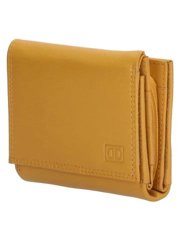 DOUBLE-D Leren portemonnee geel - (H)9 x (D)3 cm