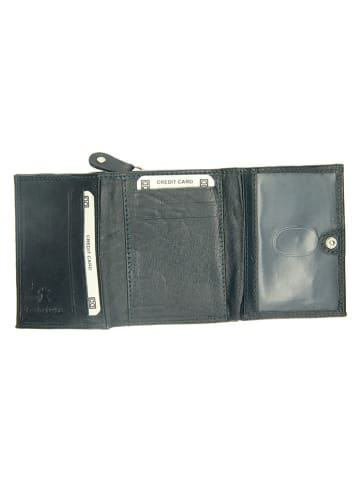 DOUBLE-D Leren portemonnee donkerblauw - (B)10 x (H)9 x (D)3 cm