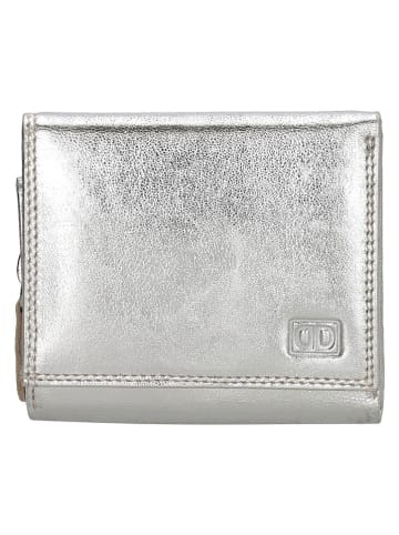 DOUBLE-D Leren portemonnee zilverkleurig - (B)10 x (H)9 x (D)3 cm